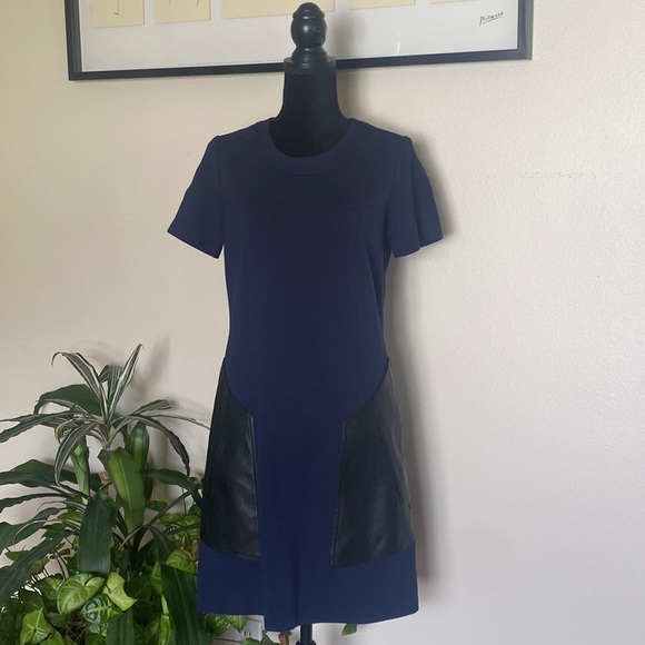 BCBG Maxazria Chrissie Pleather-Blocked Dress - Picture 9 of 14